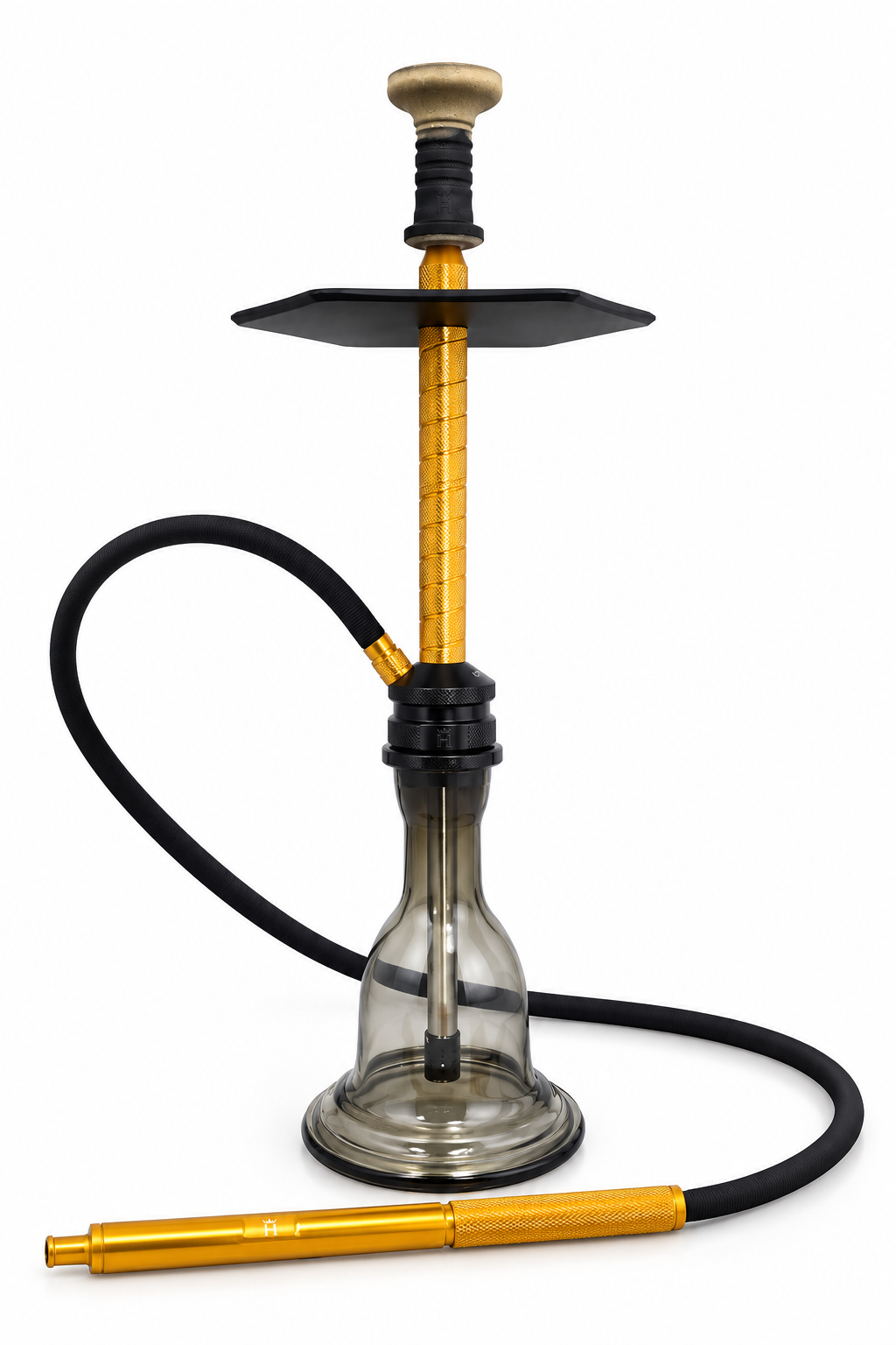 SAOCCA full set up with Knurl hose and Harmony bowl GOLD and BLACK