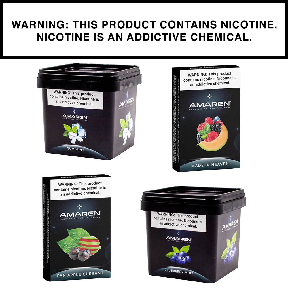 Amaren hookah tobacco jars in assorted handcrafted flavors