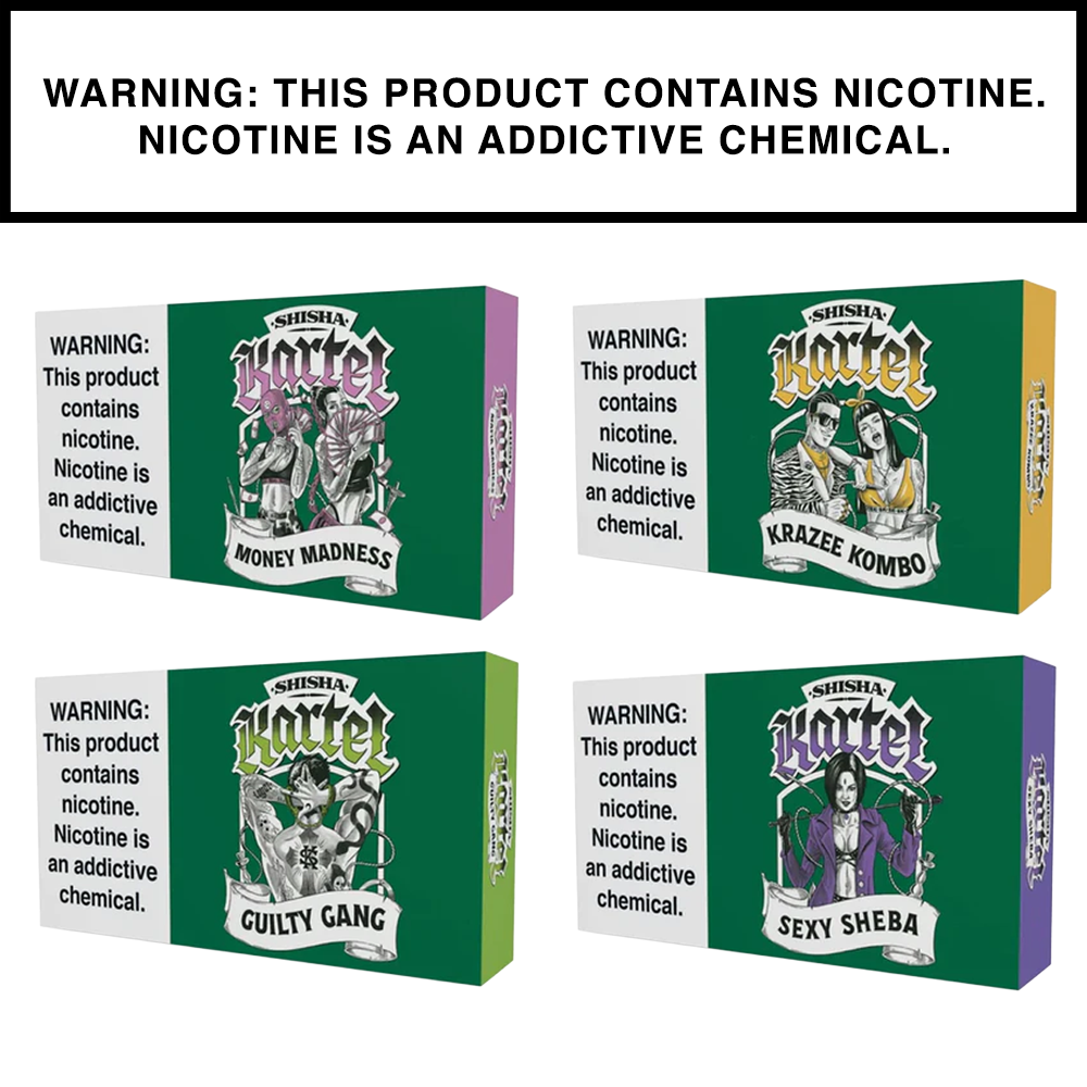 Shisha Kartel flavors displayed with sleek packaging and vibrant profiles