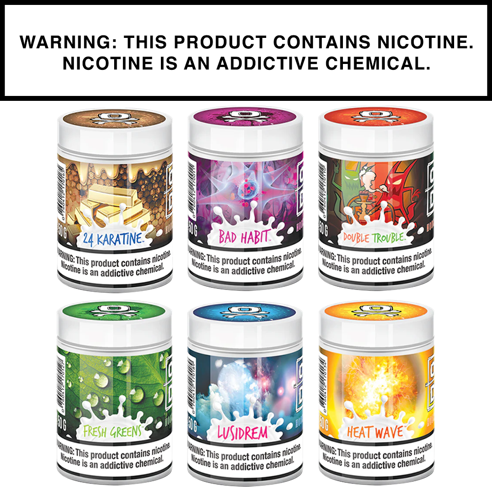 Overdozz hookah tobacco jars with bold, exotic fruit blends