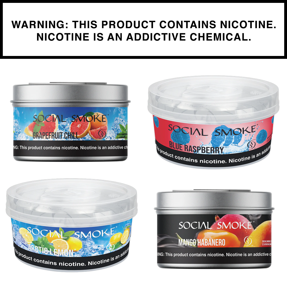 Social Smoke hookah flavors displayed with sleek packaging and vibrant profiles