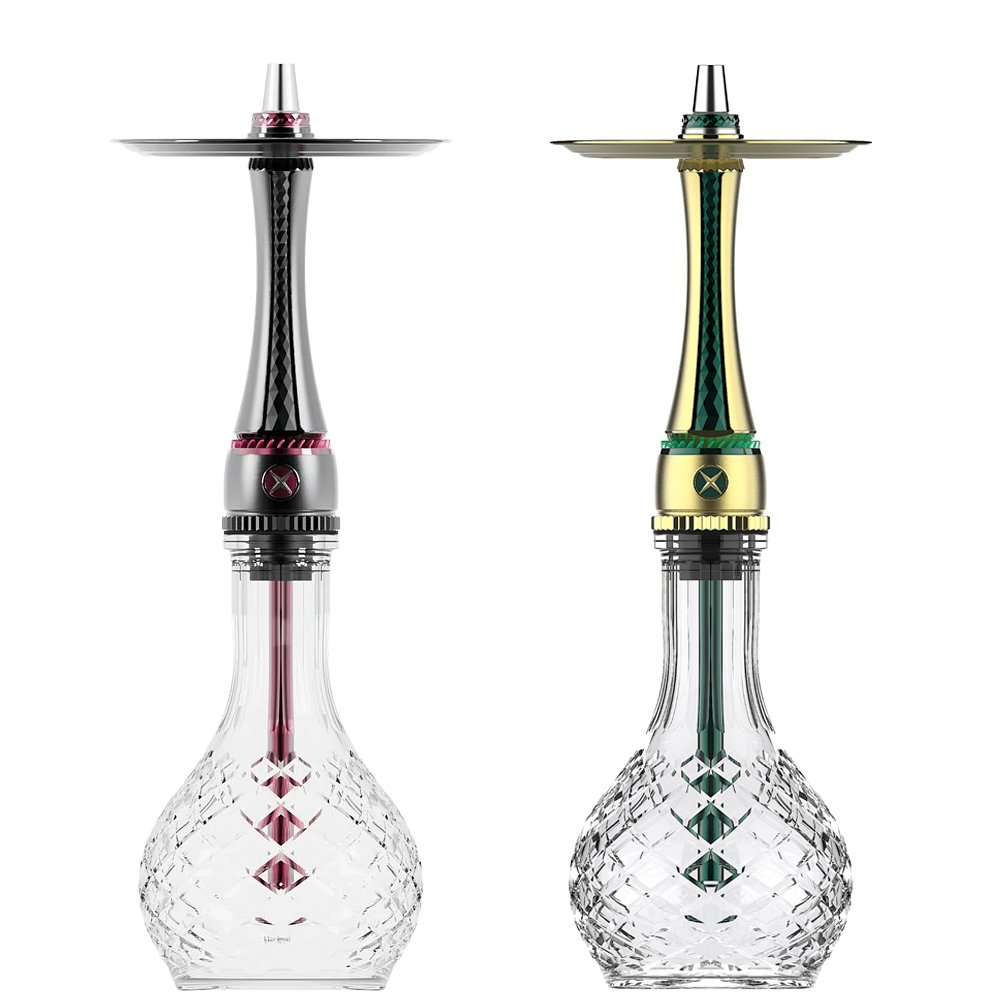 MAXX hookah pipes with diamond-cut accents and PVD-coated stainless steel