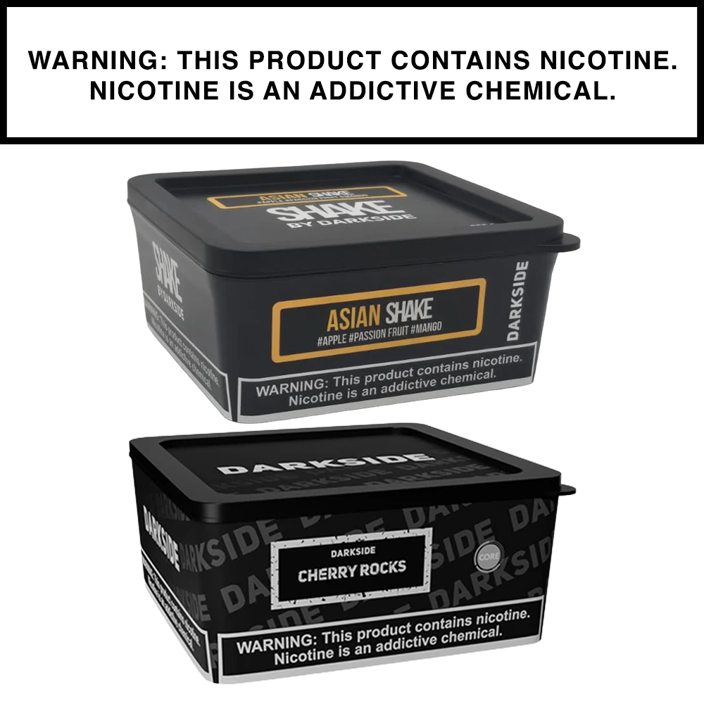 Darkside hookah tobacco jars featuring bold dark leaf blends